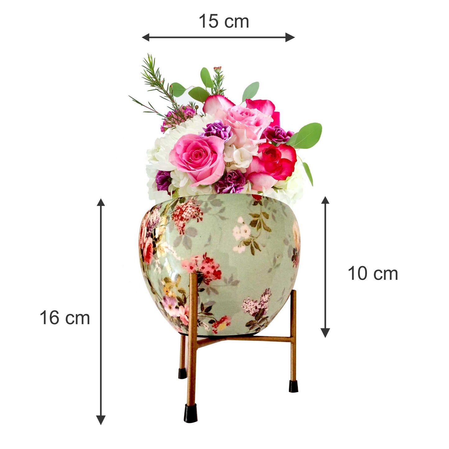 Metal Pots for Indoor Plants with Drainage Hole & Stand Best Flower Pots & Planters for Home Decor Ideal for: Living Room, Kitchen, Bedroom, Table Top, Office, Gifting, Floral