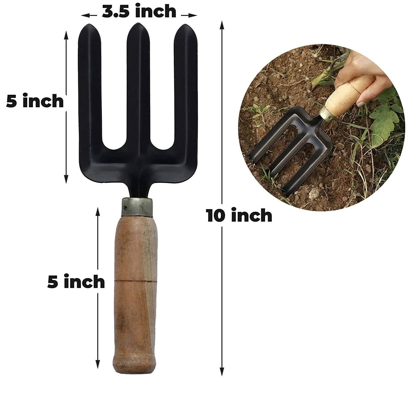 Premium Wooden Durable Gardening Tool Set of 3 (trowel, hand cultivator, and garden fork )