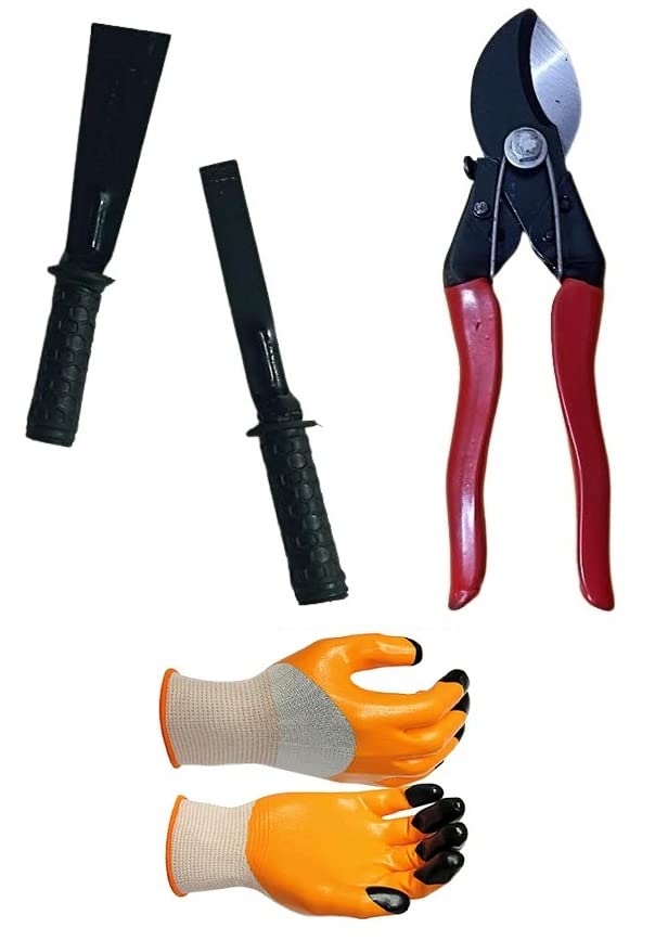 Premium Gardening Tool Set of 2 Khurpis, Double Cut & Gloves