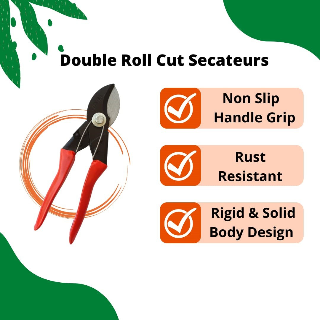 Premium Tool Set of Plant Cutter, Double Roll Cut & Gloves