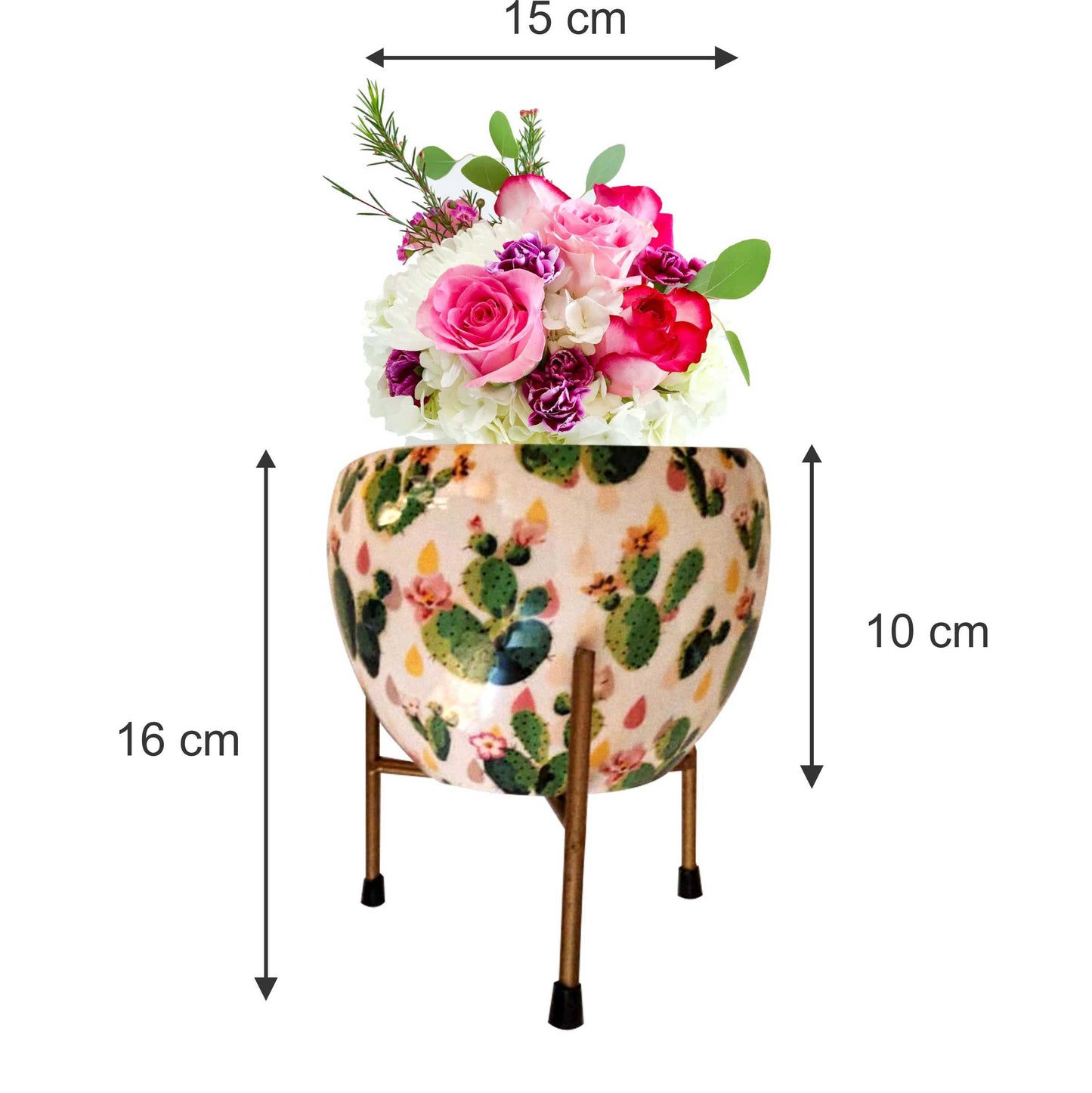 Metal Flower Vase Planter Pot For Plants, Home Decoration, Indoor Planter, Balcony Garden Decor Style: Cactus