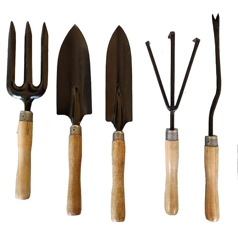 Sturdy Wooden Gardening Tool Set of 5 Tool Set